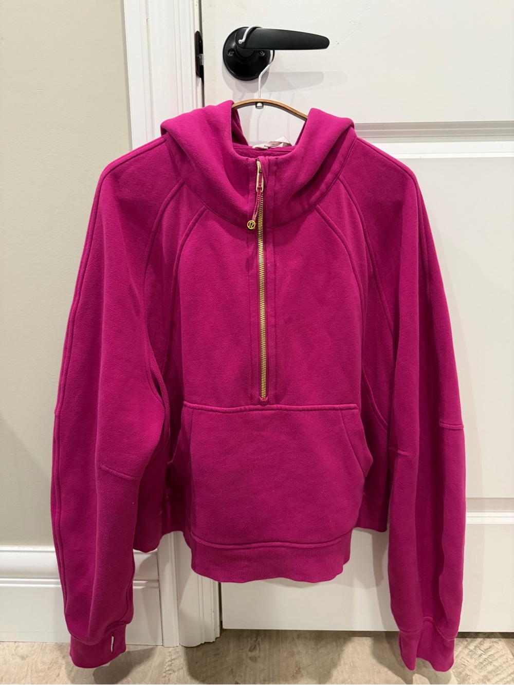 Lululemon Half-Zip Hooded Pullover in Bright Fuchsia